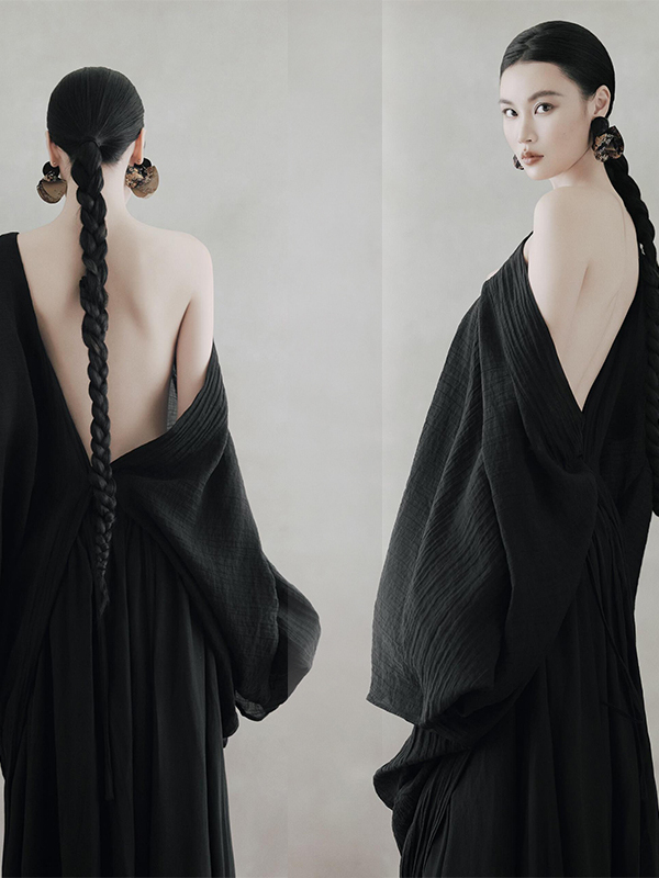 Photography Zen - Vestido Negro sin Espalda para Mujer,