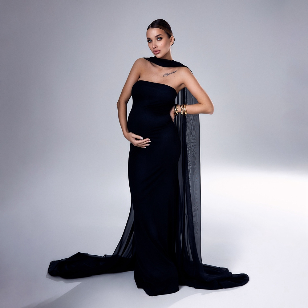 Photography Club - Vestido de Maternidad Negro para Fotografía,